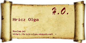 Hricz Olga névjegykártya